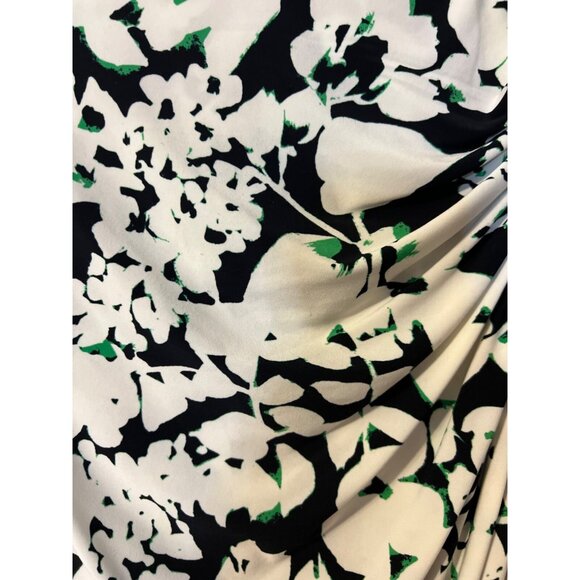 Ralph Lauren Dress 10 Black Green White Washable Stretch Sheath Summer Print - Picture 3 of 8